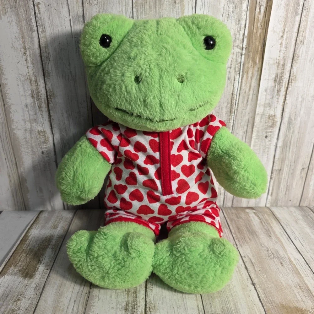Build-A-Bear Spring Green Frog Plush 18 inch Valentine Heart Sleeper Pajamas